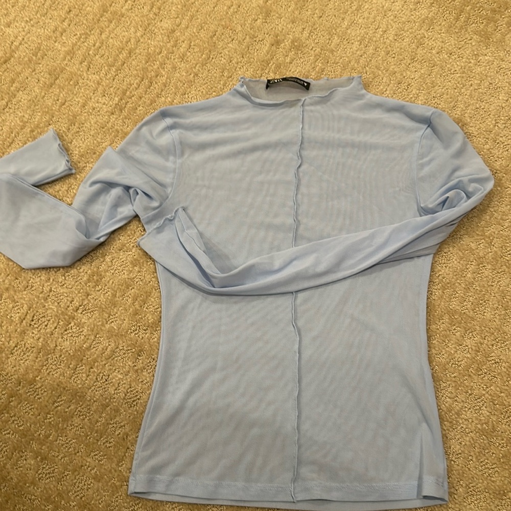 Zara top, never worn without tags. Mesh top, blue